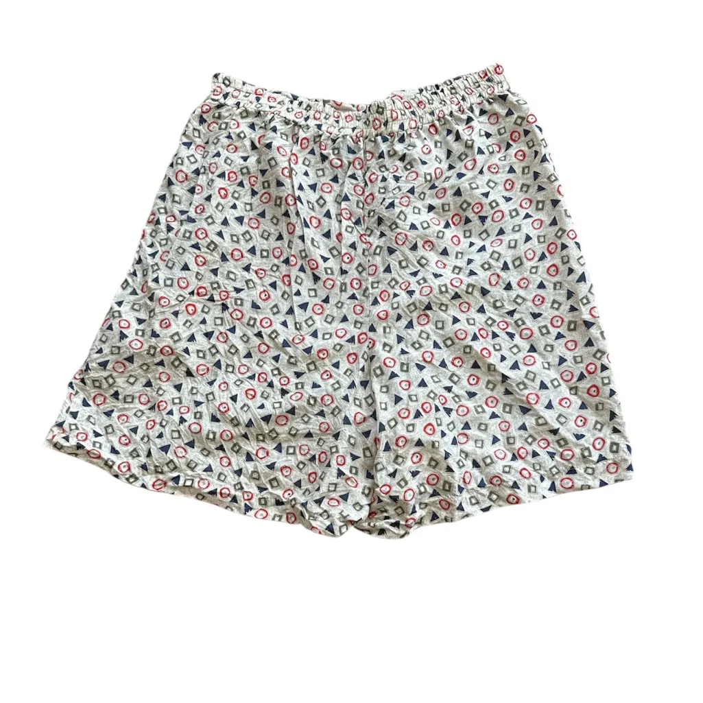 VINTAGE 100% SILK Options Melrose Geometric Print Pleated Shorts Womens Medium Red - Image 2