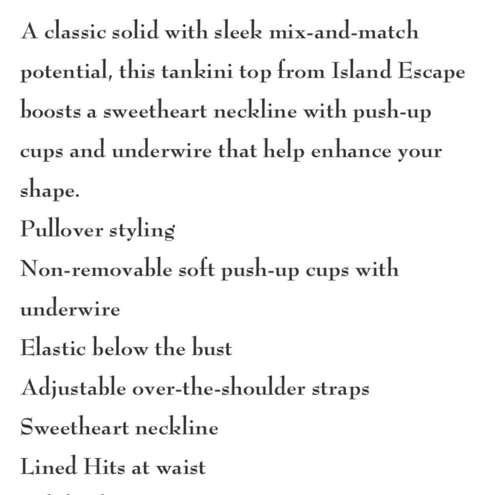 Island Escape Black Tankini Swim Bathing Suit Top 16 New - Image 6