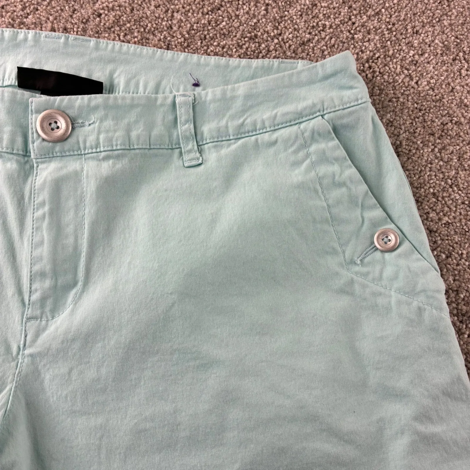 Lane Bryant‎ Women's Size 14 Aqua Blue Cotton Blend Cuffed Shorts Casual Comfort - Image 10