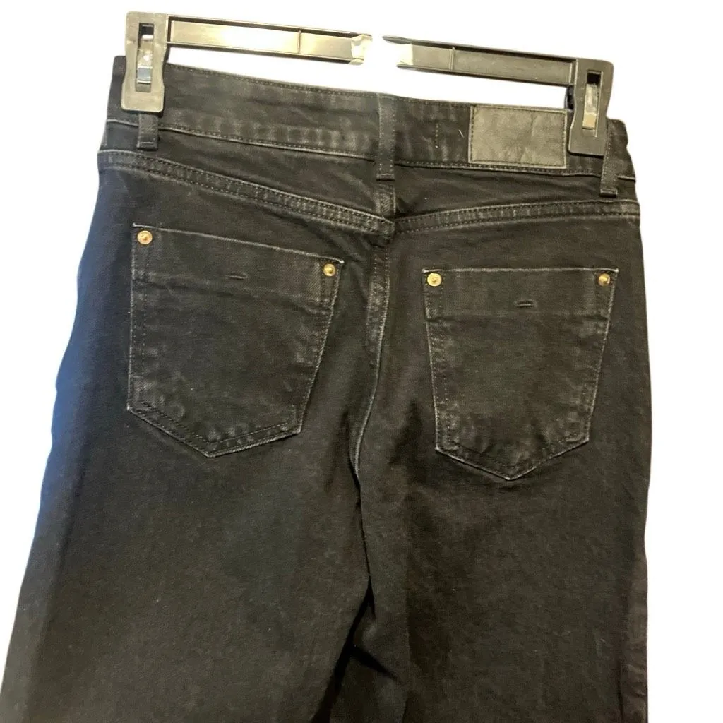 Zara Midrise Black Non Ripped Wide Leg Denim Jeans Size 2 #761 - Image 6