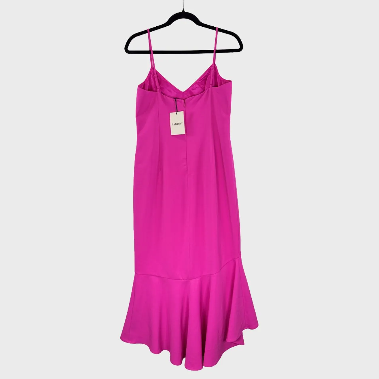 NWT Bardot Womens Dress Pink Shock Lisandra Midi V Neck Trumpet Stretch Medium - Image 3