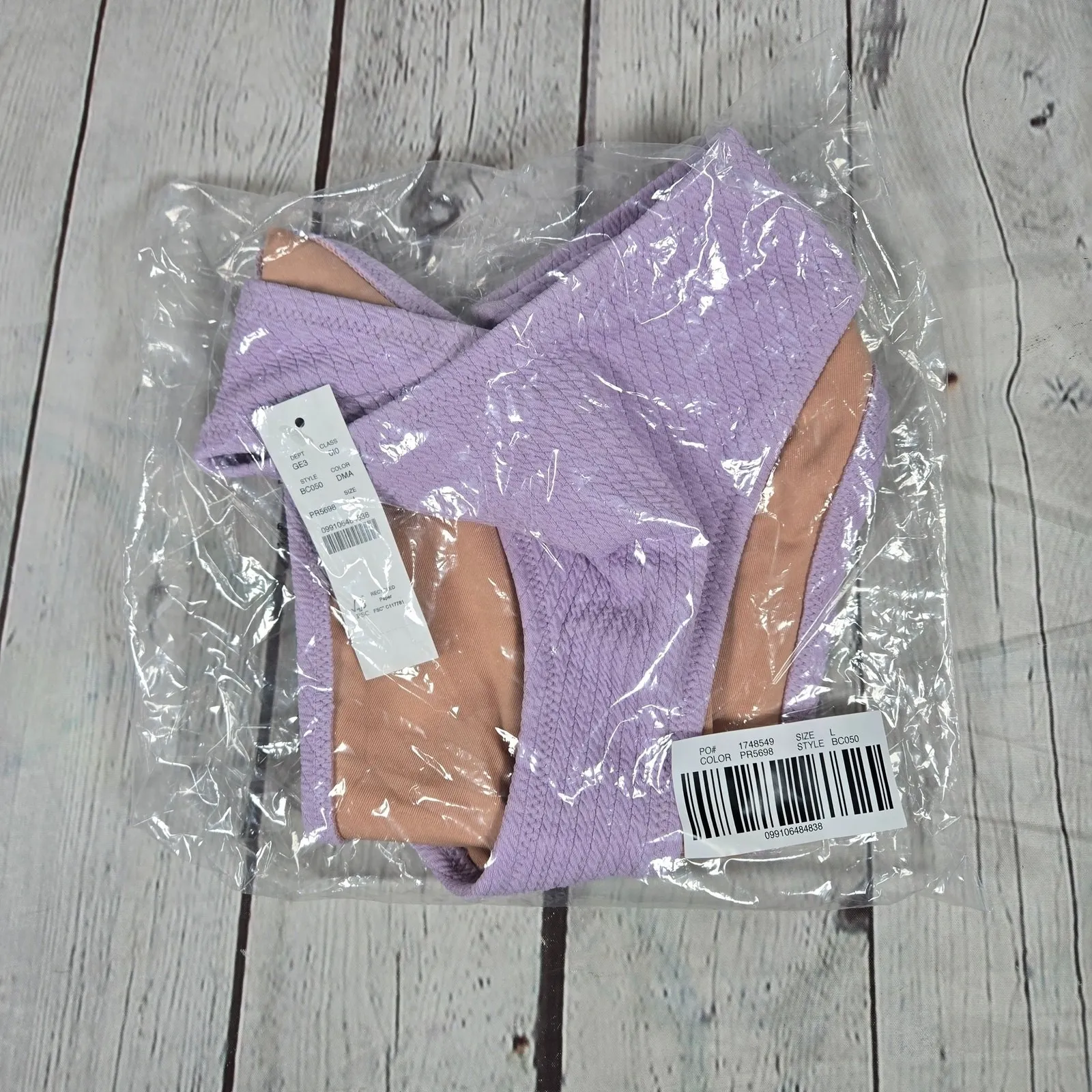 J. Crew Textured curved-waist cheeky bikini bottom Dusty Mauve L NWT‎ - Image 9