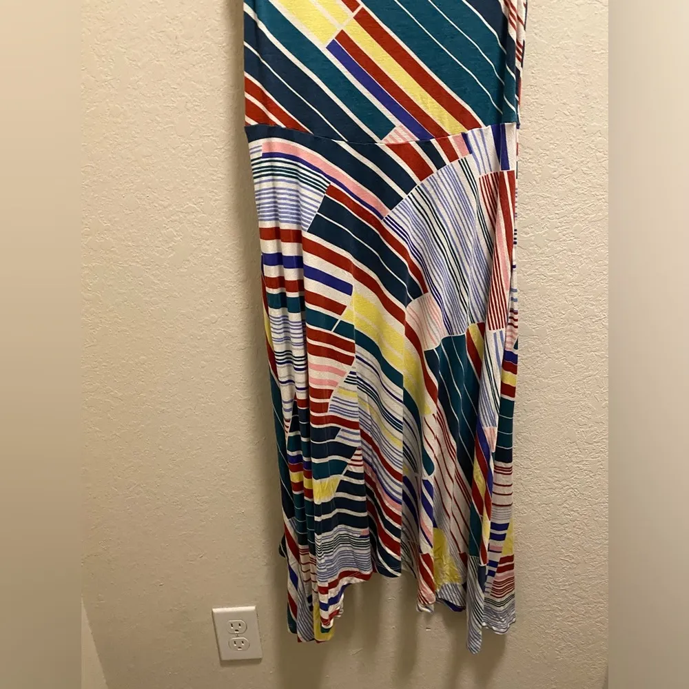 Anthropologie Maeve Striped Mock Neck Shark Bite Hem Sleeveless Dress Size XS - Image 5