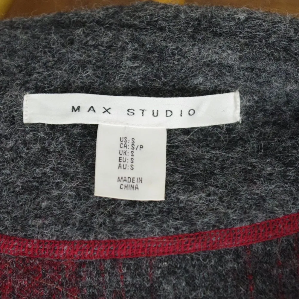 Max Studio Ladies' Wool Blend Hooded Plaid Toggle Closure  Coat Small - Image 3