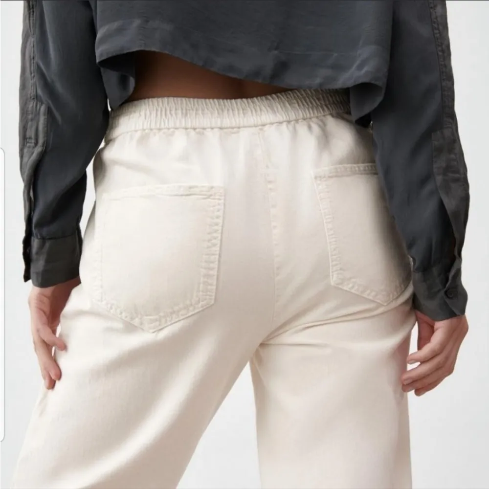 ZARA The Mercer Jogger Mid Slim Fit Cropped Leg Ecru Size L NEW - Image 11