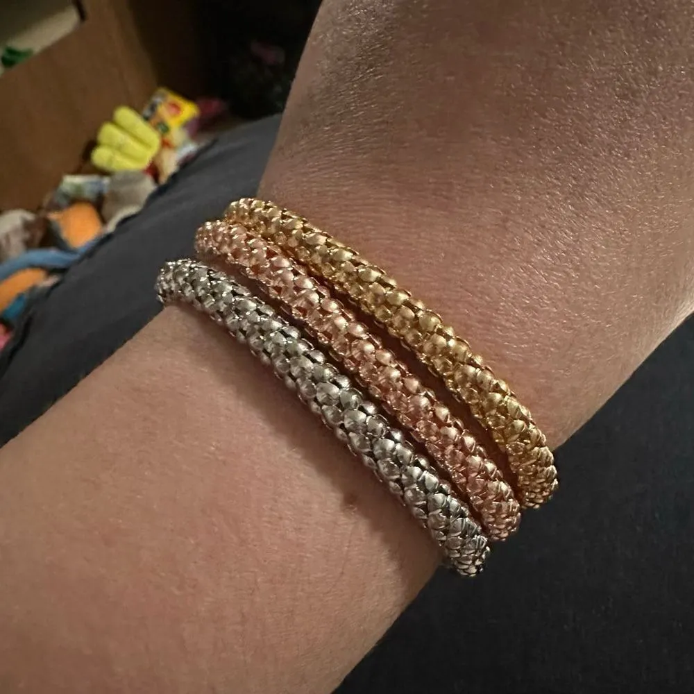 Butterfly pendant golden beaded bracelet, three color bracelets - Image 2