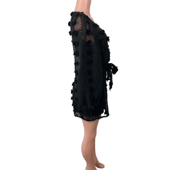 A. Calin flying‎ tomato Black PomPom Belted Romper SIZE MEDIUM - Image 2