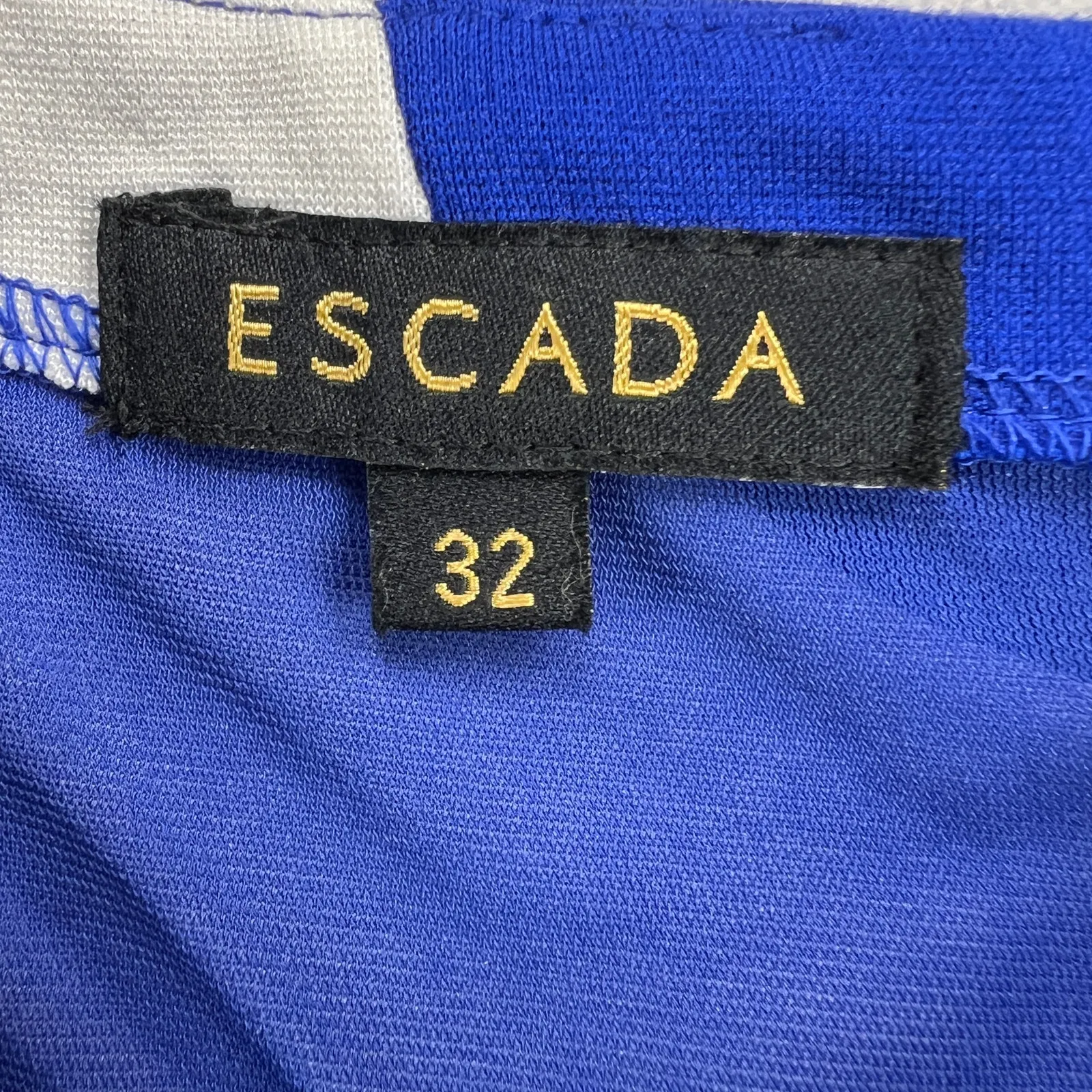 Escada Royal Blue/White Geometric Swirl Sheath Dress Spring 2014 Size 32 (XS) Blue - Image 5