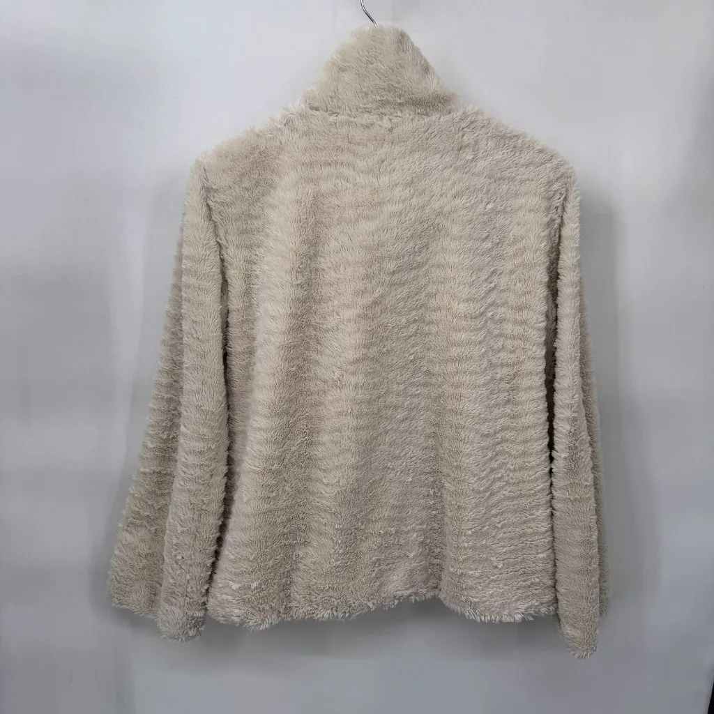 Patagonia Pelage‎ Fleece Jacket Large Ivory Polyester Zip Snap Closure Pockets - Image 5