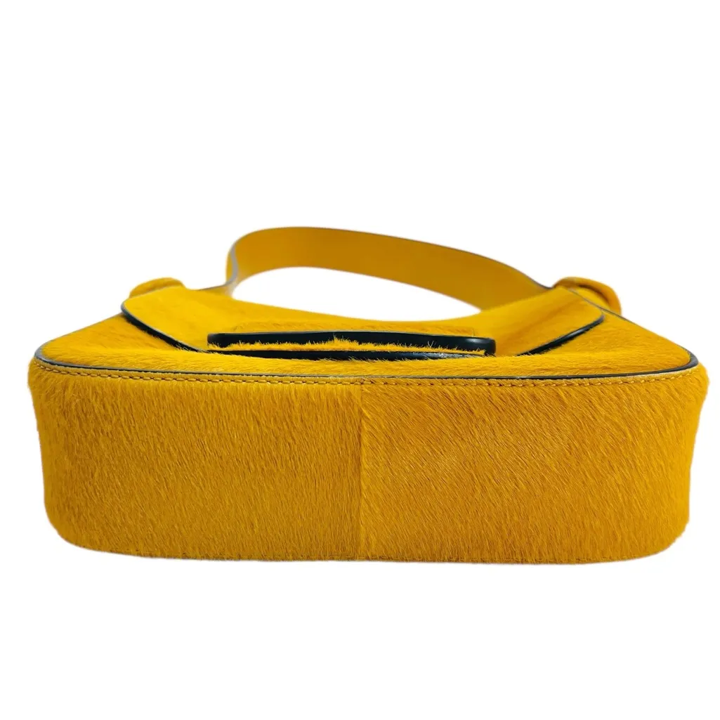 Tory Burch Sawyer Small Calf Hair Shoulder Bag in the color curry/gold - Image 11