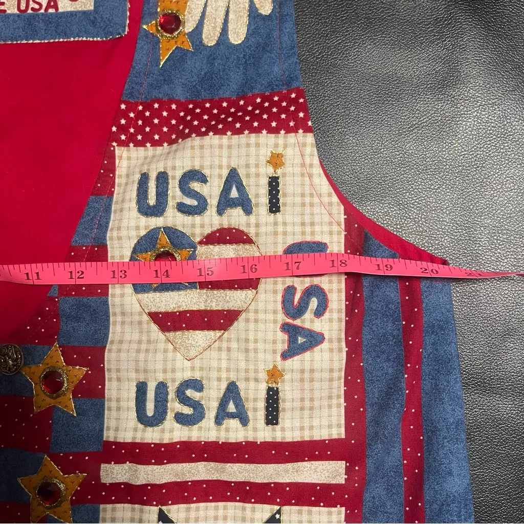 Vintage Americana‎ USA Tacky VEST handmade Patriotic Labor Day Size Large Red - Image 7
