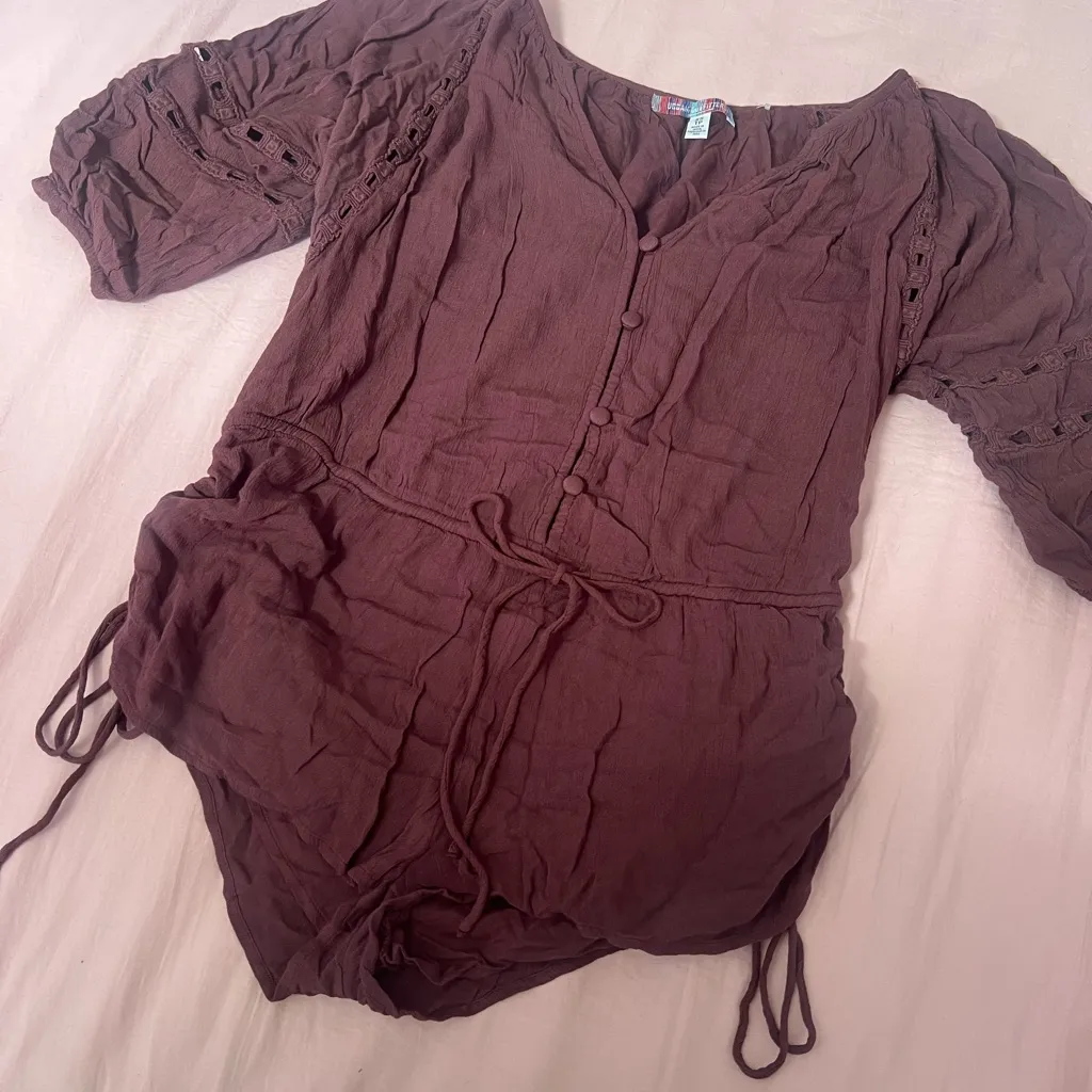 Urban Outfitters Boho Brown Button-Up Romper - Image 3