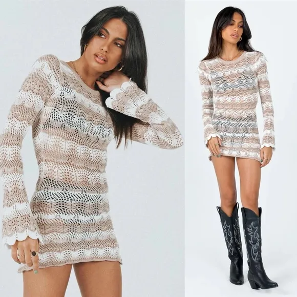 Princess Polly Leah Knit Mini Dress Brown - Image 2