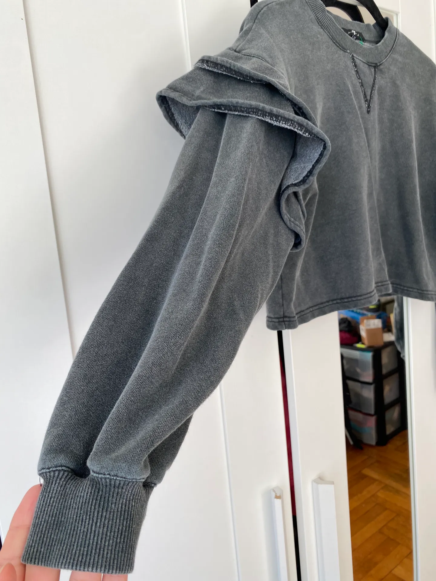 cropped grey sweatshirt - Size XS - Image 3