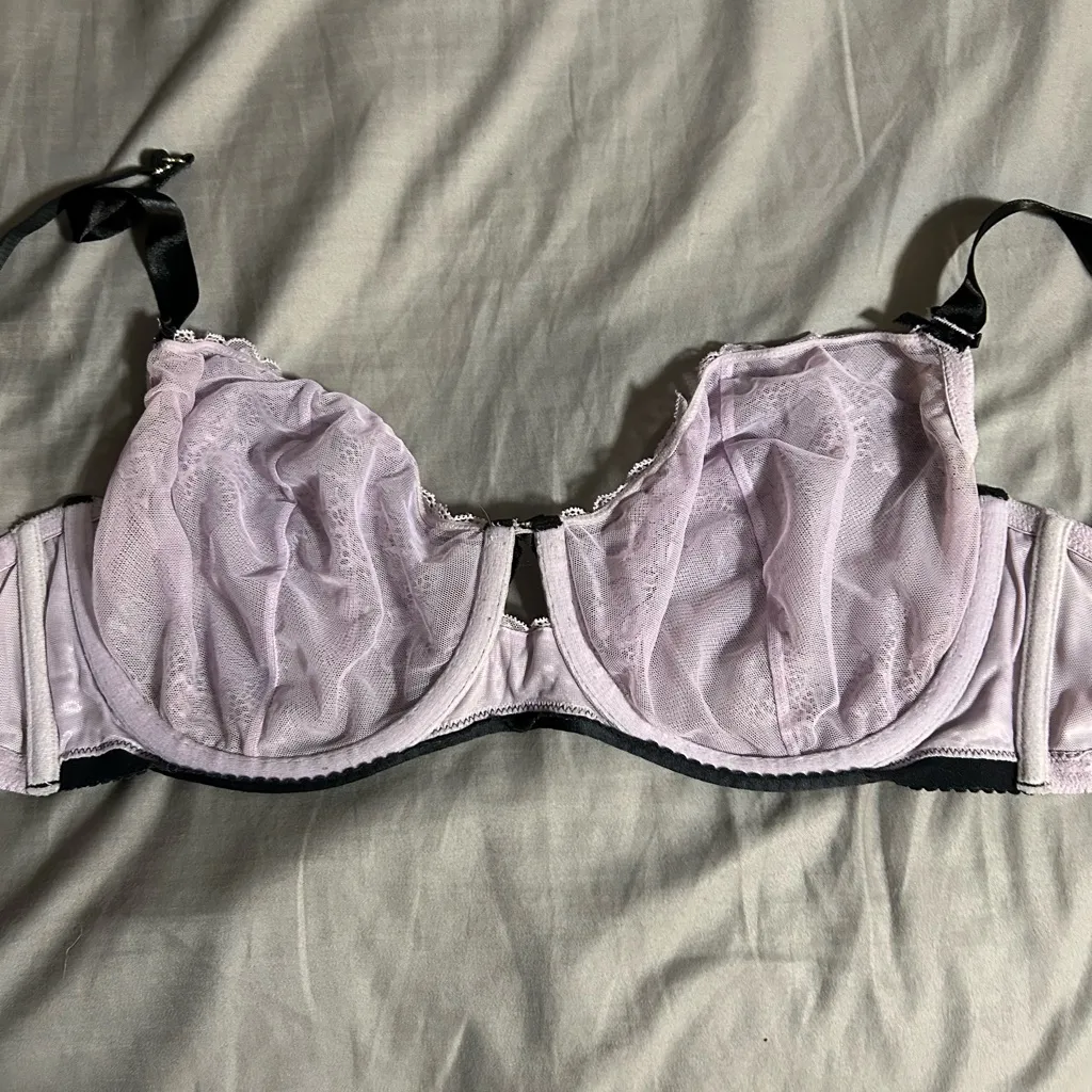 Cacique Unlined Balconette Floral Purple Lace Size 40DDD - Image 4