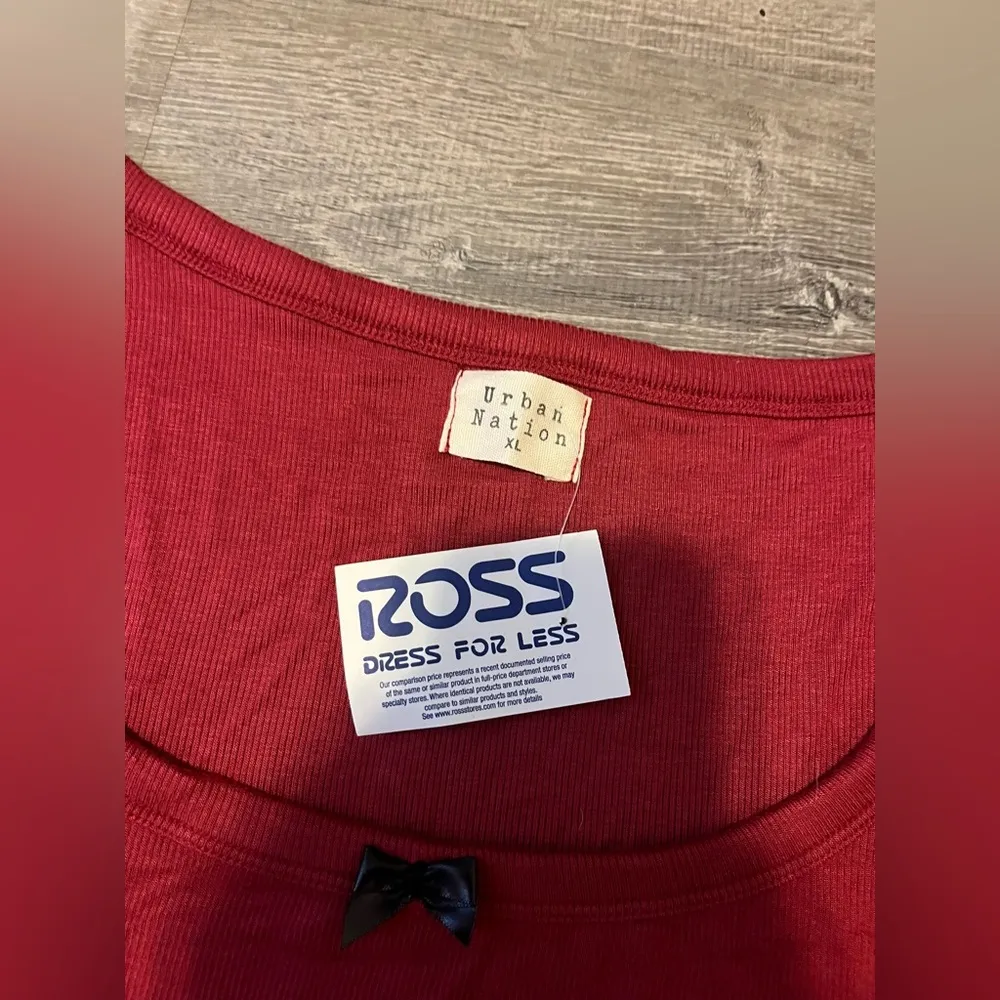 Urban Nation Long Sleeve Red Top Shirt Juniors Size XL Bow Stretch NWT Cute - Image 2