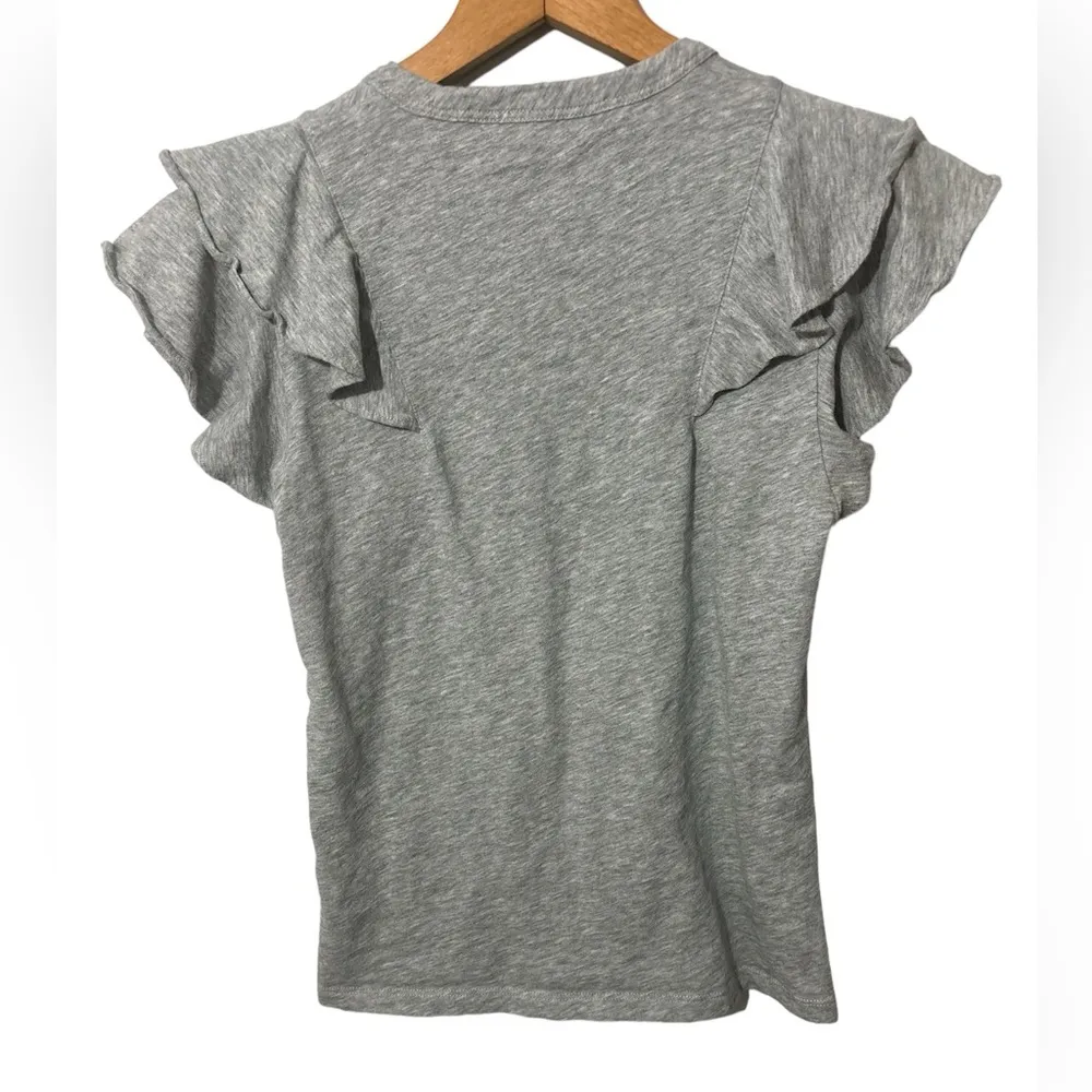 Veronica Beard Bea Ruffle T-Shirt in Grey Size XS pure Pima Cotton - Image 3