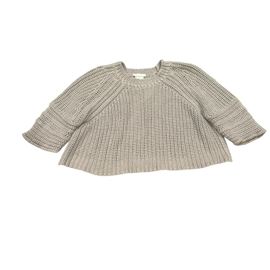 CHLOE MIKIMOTO CHUNKY CROPPED COTTON LAVENDER-GRAY 3/4 SLEEVE SWEATER - Image 2