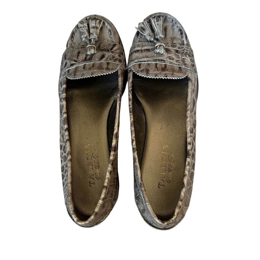 Talbots lizard leather tassel loafers 1" heels black rubber soles womens size 6B - Image 4