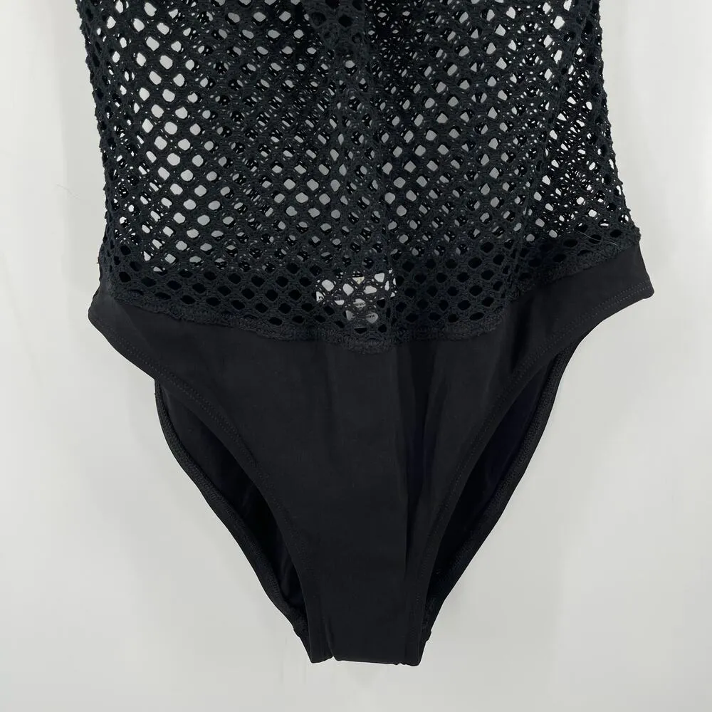 Robin Piccone x Anthropologie Bo Swimsuit Size 8 Crochet One-Piece NEW Black - Image 12