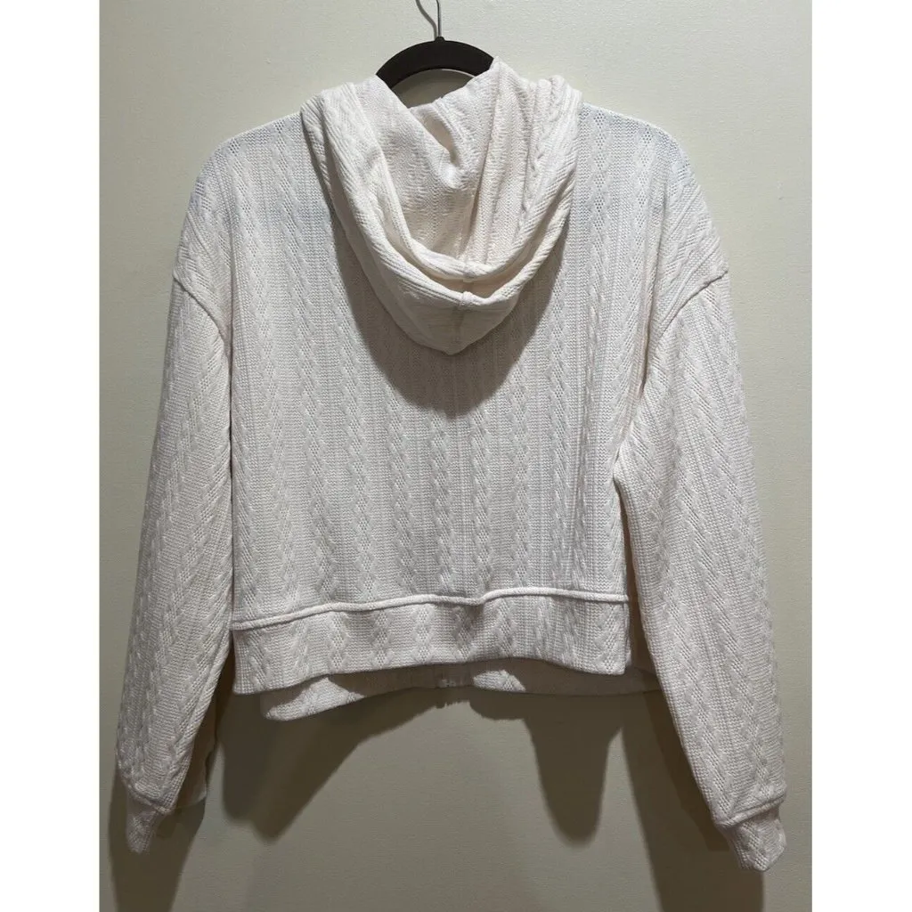 Dazy Cropped Zip Front Hoodie Jacket Size Large ~ Cream Color - Image 6