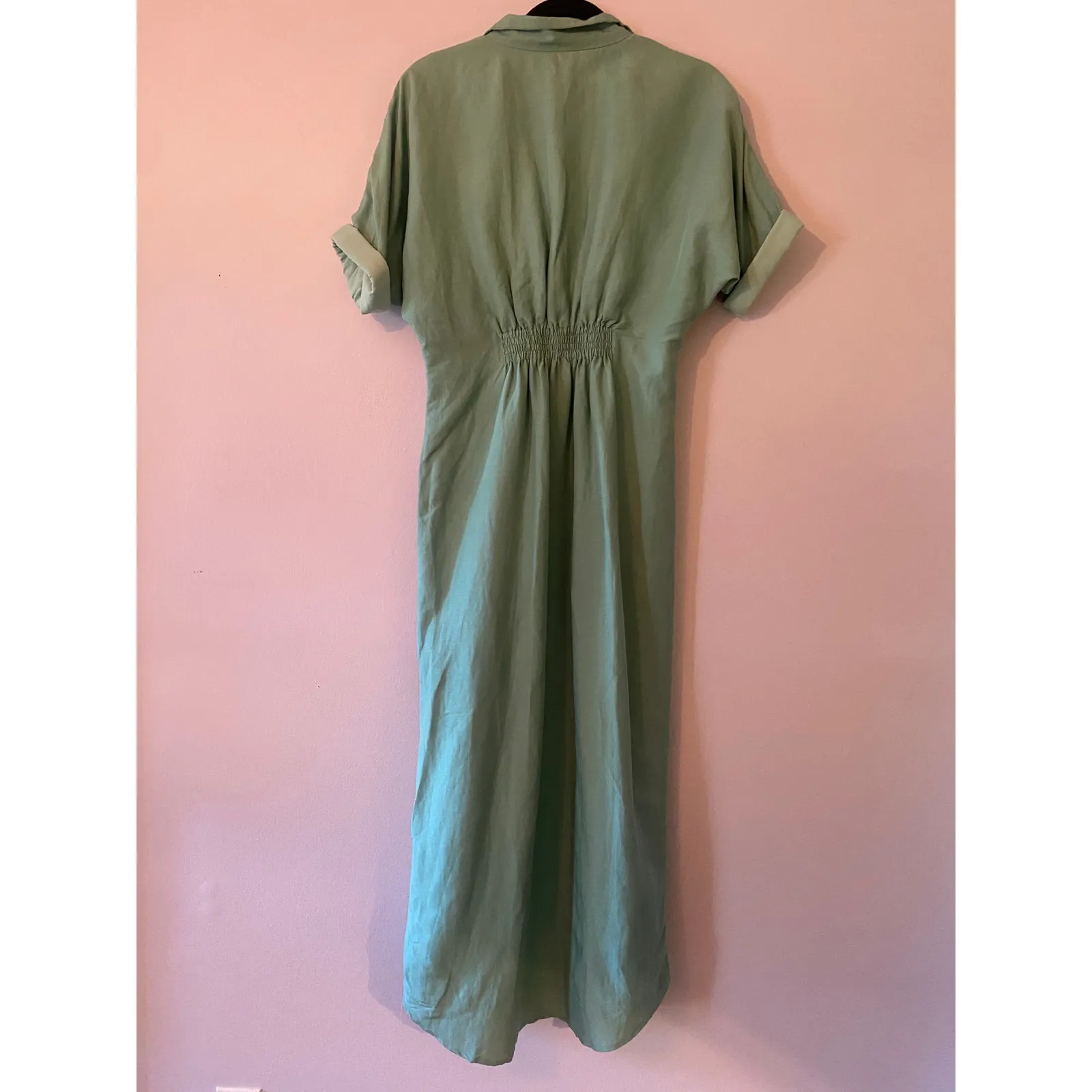 NWT Emily McCarthy Wasabi Green Georgia Shirt Dress Maxi Women's size Small - Image 8