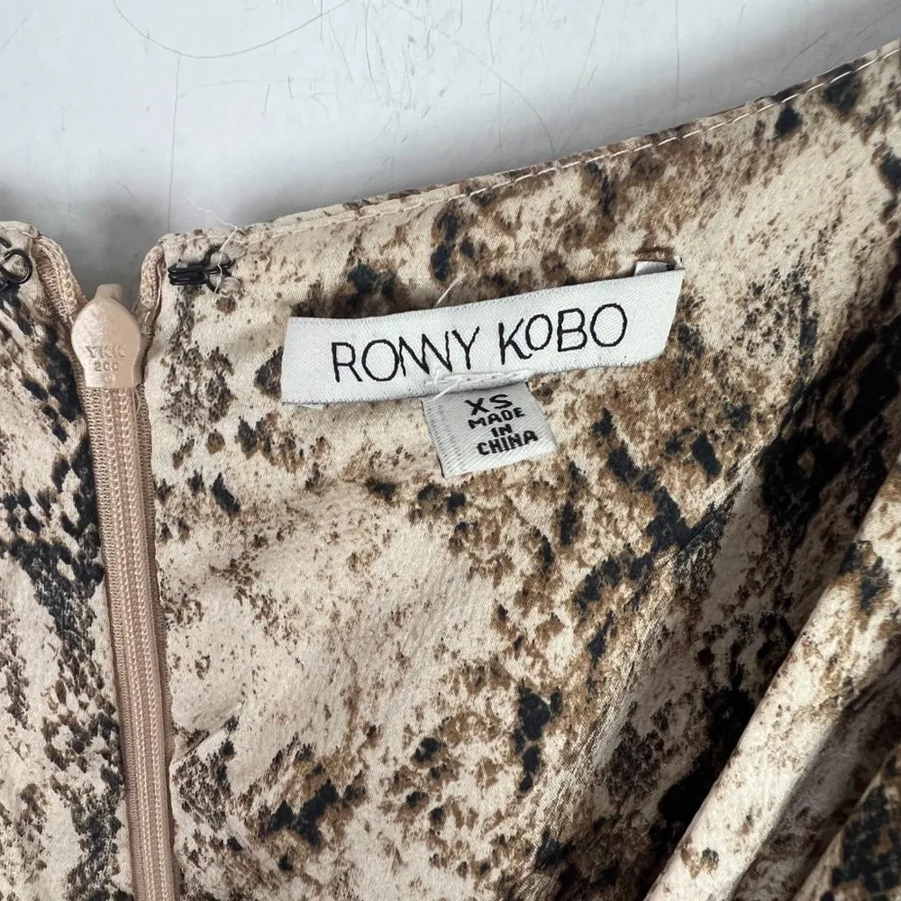 Ronny Kobo Orzora Snake Print Mini Dress Long Sleeves Size XS EUC Tan - Image 5