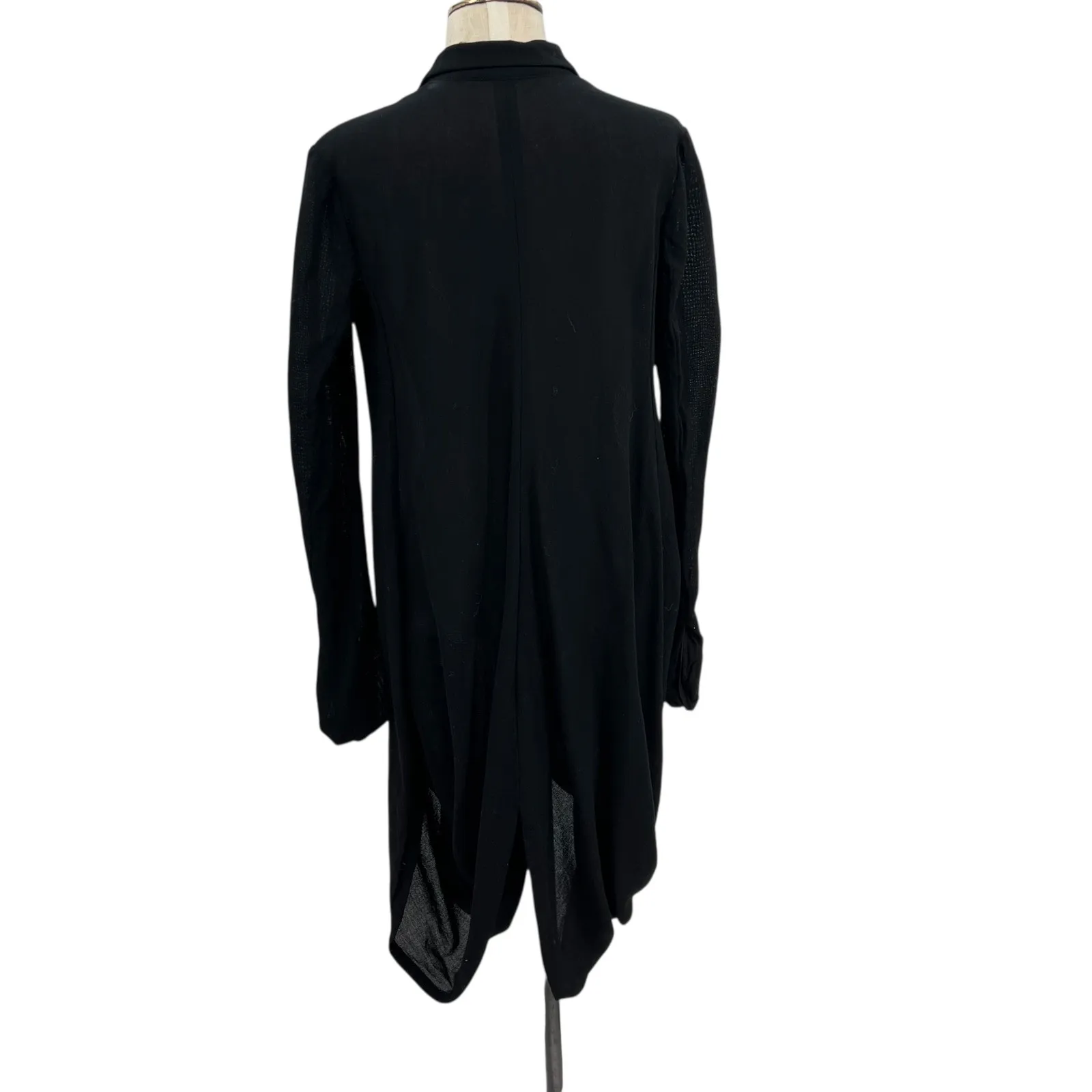 Yohji Yamamoto Gauze Wool Jacket Draped Long Sleeve Black Size 1 XS - Image 8