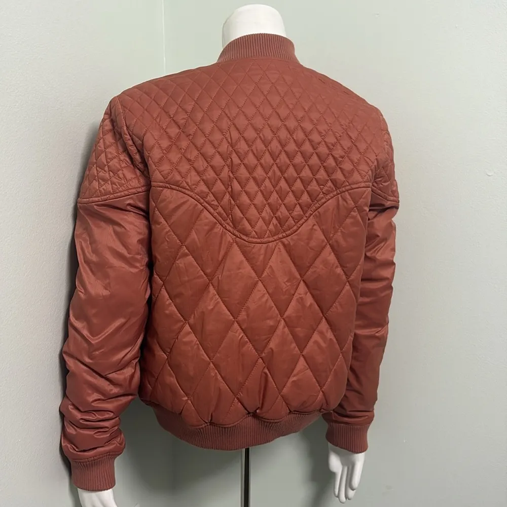 Free People Movement Orange quilted bomber jacket small - Image 7