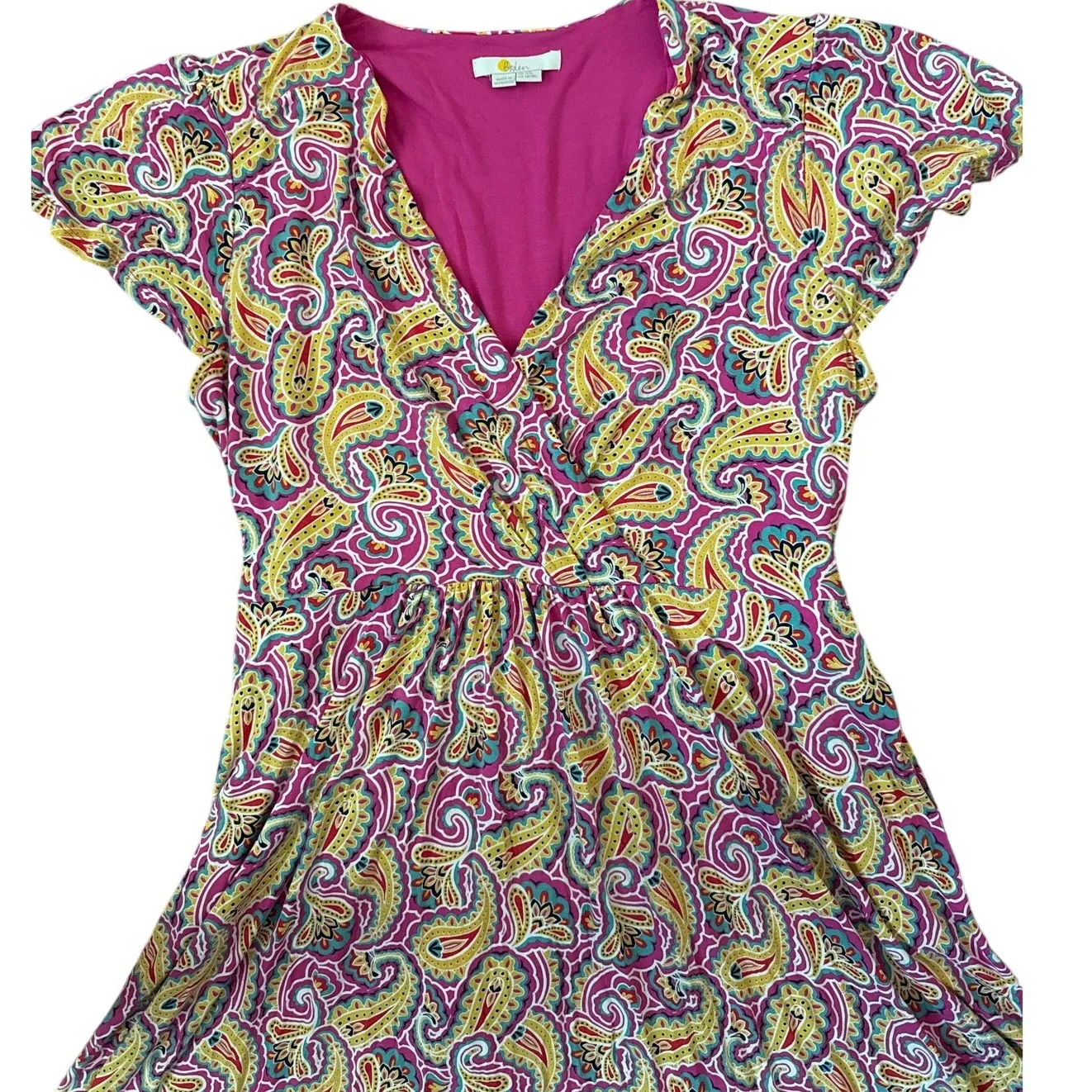 Boden Evangeline Paisley Jersey Wrap Dress Party Pink Size 16/18 Long - Image 8