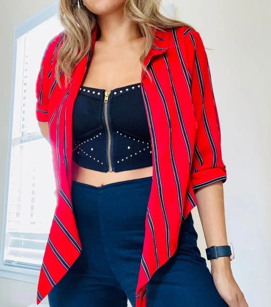 red crop shirt top - Image 5