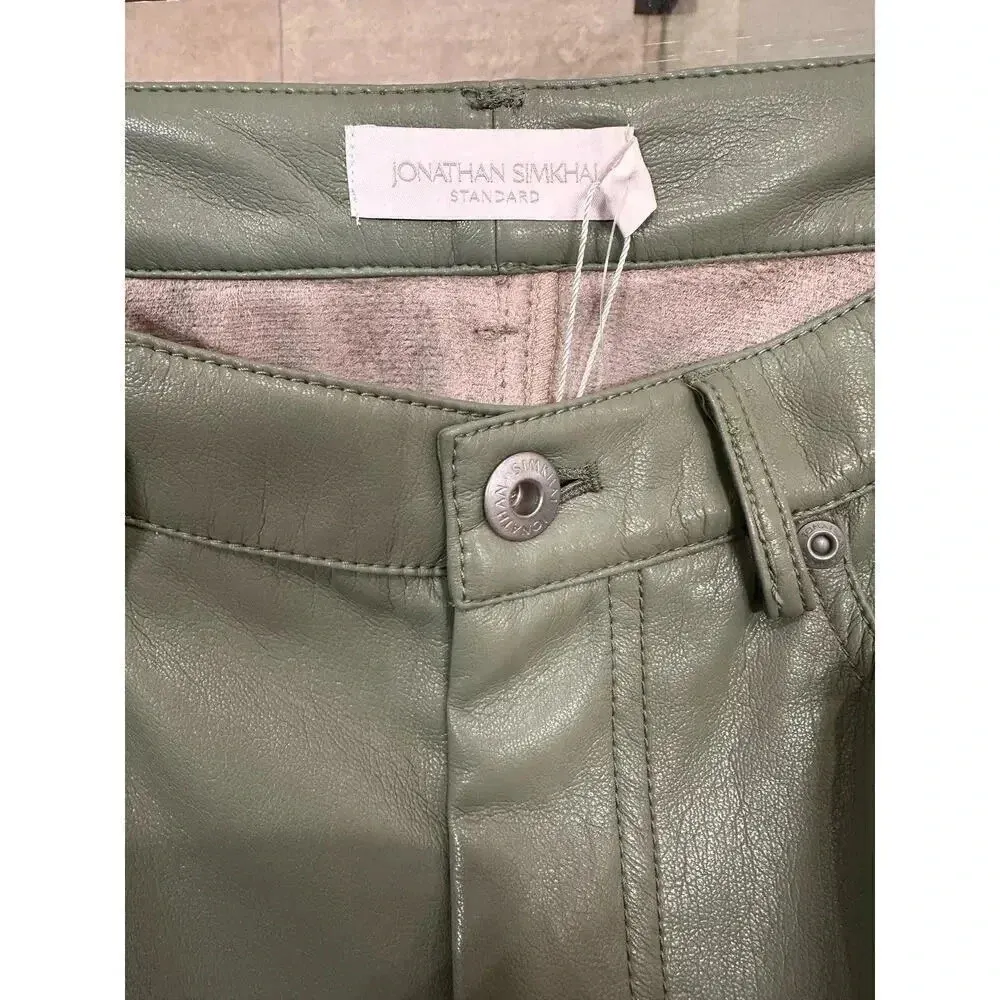 NWT! Jonathan Simkhai RIVER VEGAN LEATHER PANT in seagrass Green Size 0 - Image 7