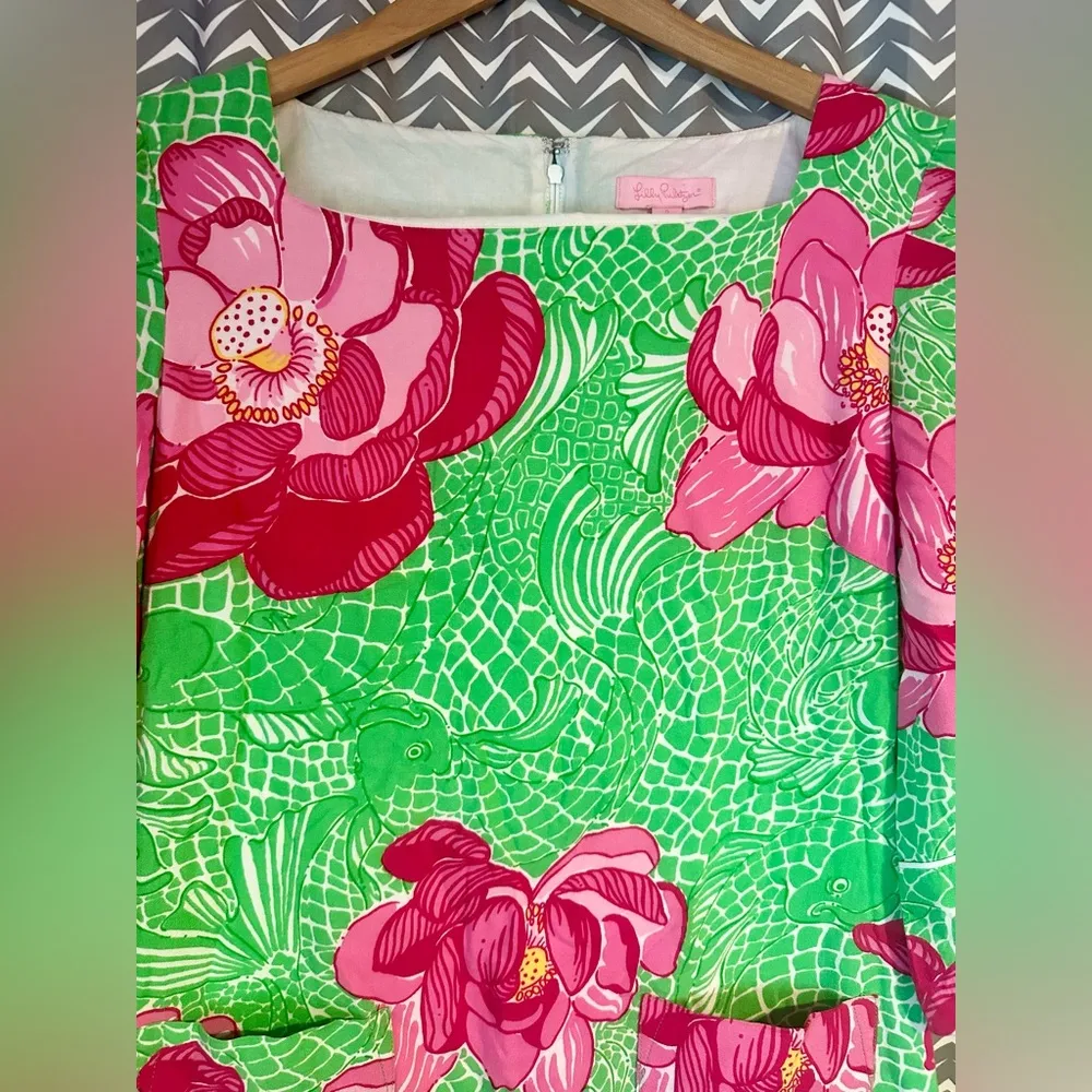 Lilly Pulitzer Koi Fish/Lotus Blossom Sophie Shift Dress, Size 2 - Image 2