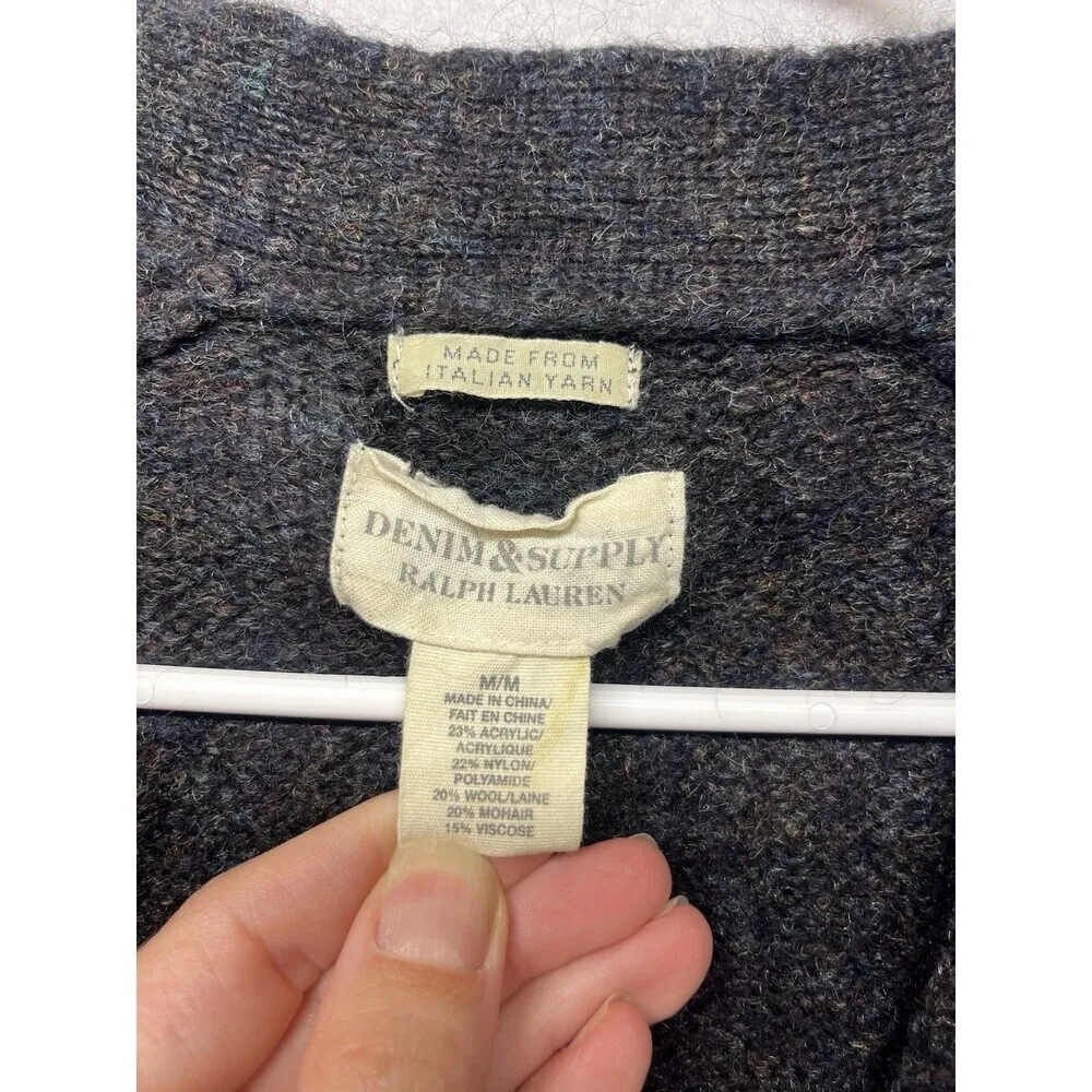 Ralph Lauren Denim & Supply Women’s Gray Cardigan Size Medium Italian Yarn - Image 2
