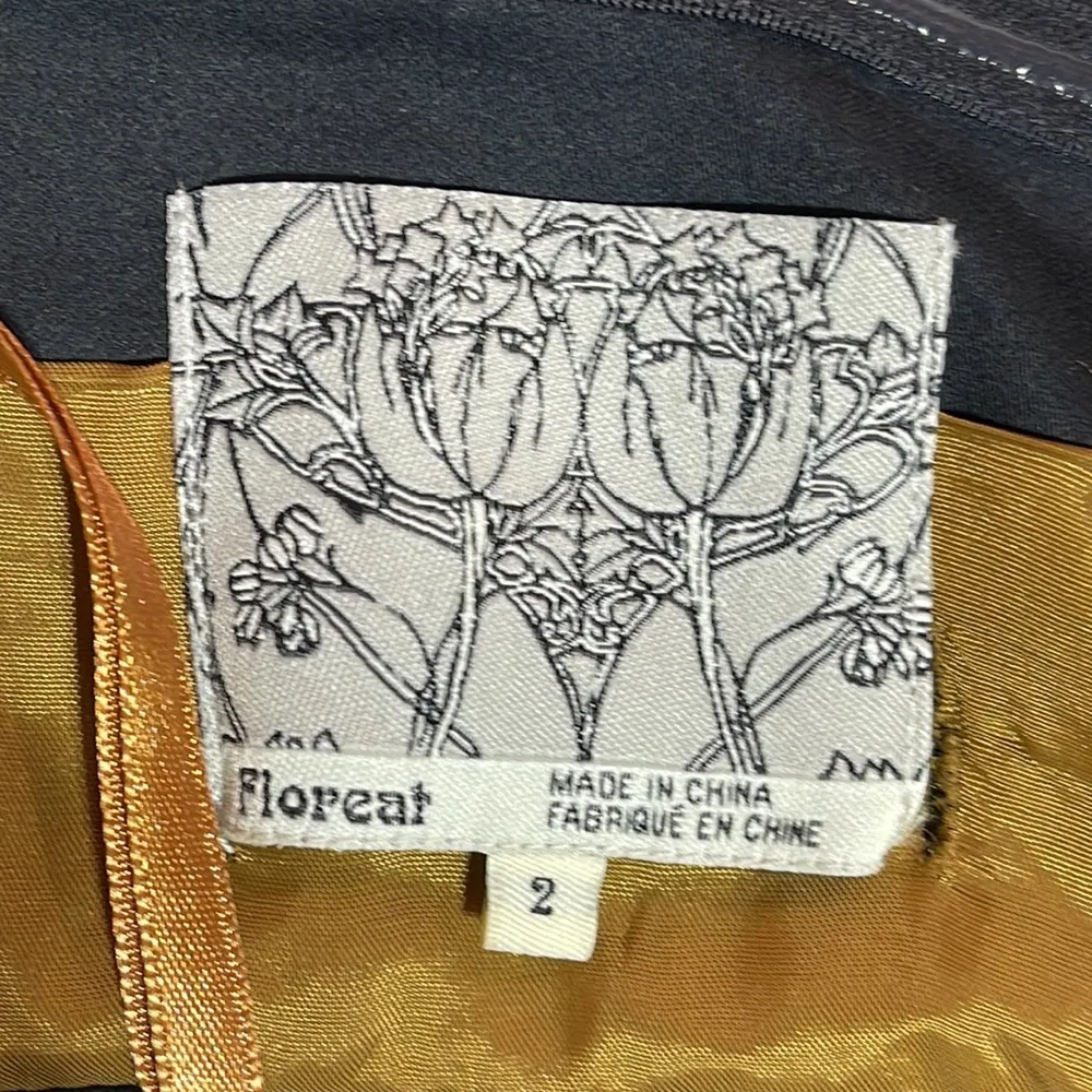 Anthropologie Floreat Floral Embroidered Black Velvet Strapless Dress Size 2 - Image 12