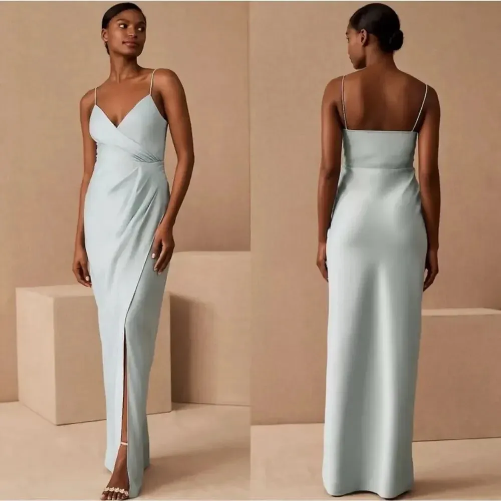 BHLDN Freya Women's Size‎ 8 Freya Satin Charmeuse Maxi Dress Formal Sleeveless - Image 2