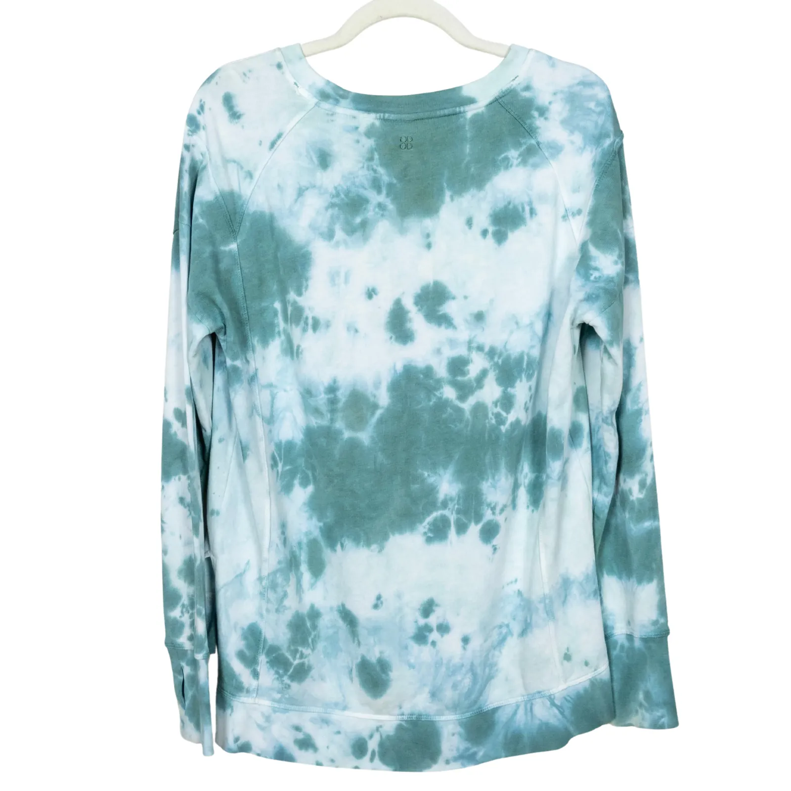 SWEATY BETTY After Class Sweatshirt Green Tie Dye Long Sleeve Step Hem Womens XS - Image 3