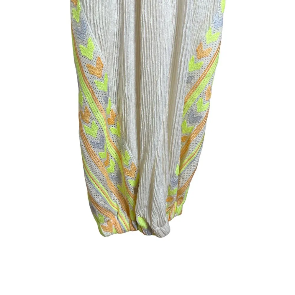 NEW Free People Movement Morning Rise Ivory Embroidered Neon Onesie Jumpsuit XS White - Image 5