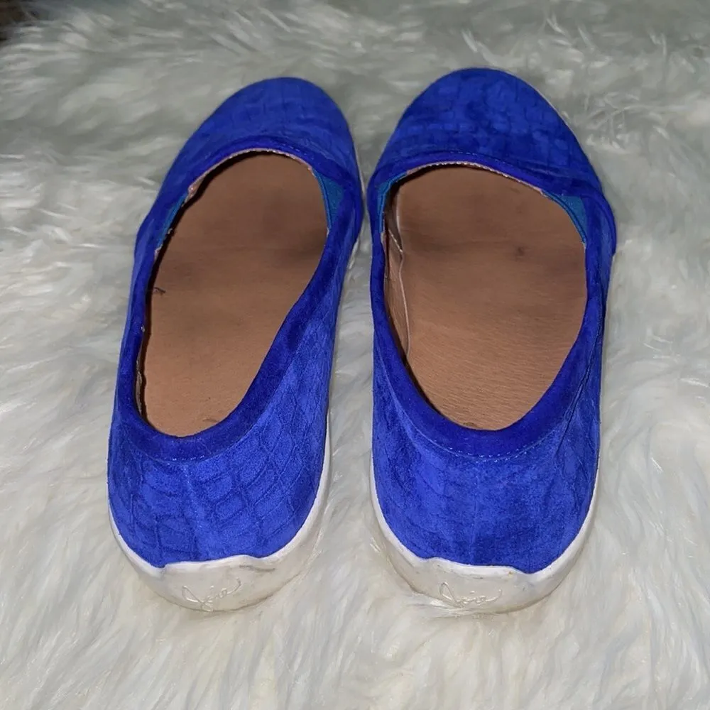 Joie Huxley Royal Blue Croc Print Suede Slip on sneakers/loafers - Image 4