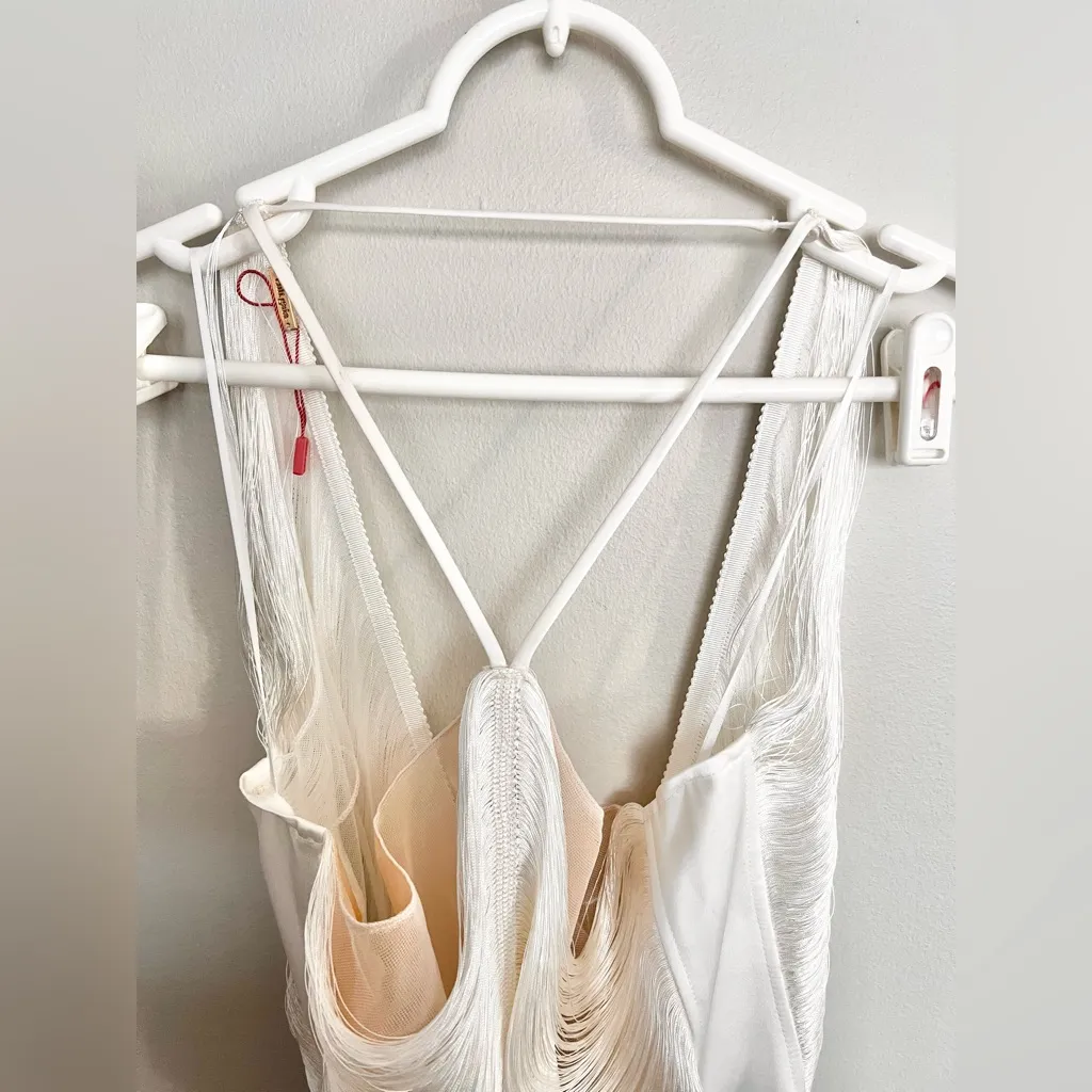 NWOT Cult Gaia Renata Draped Fringe Halter Gown Off White Bridal Wedding Size M - Image 5