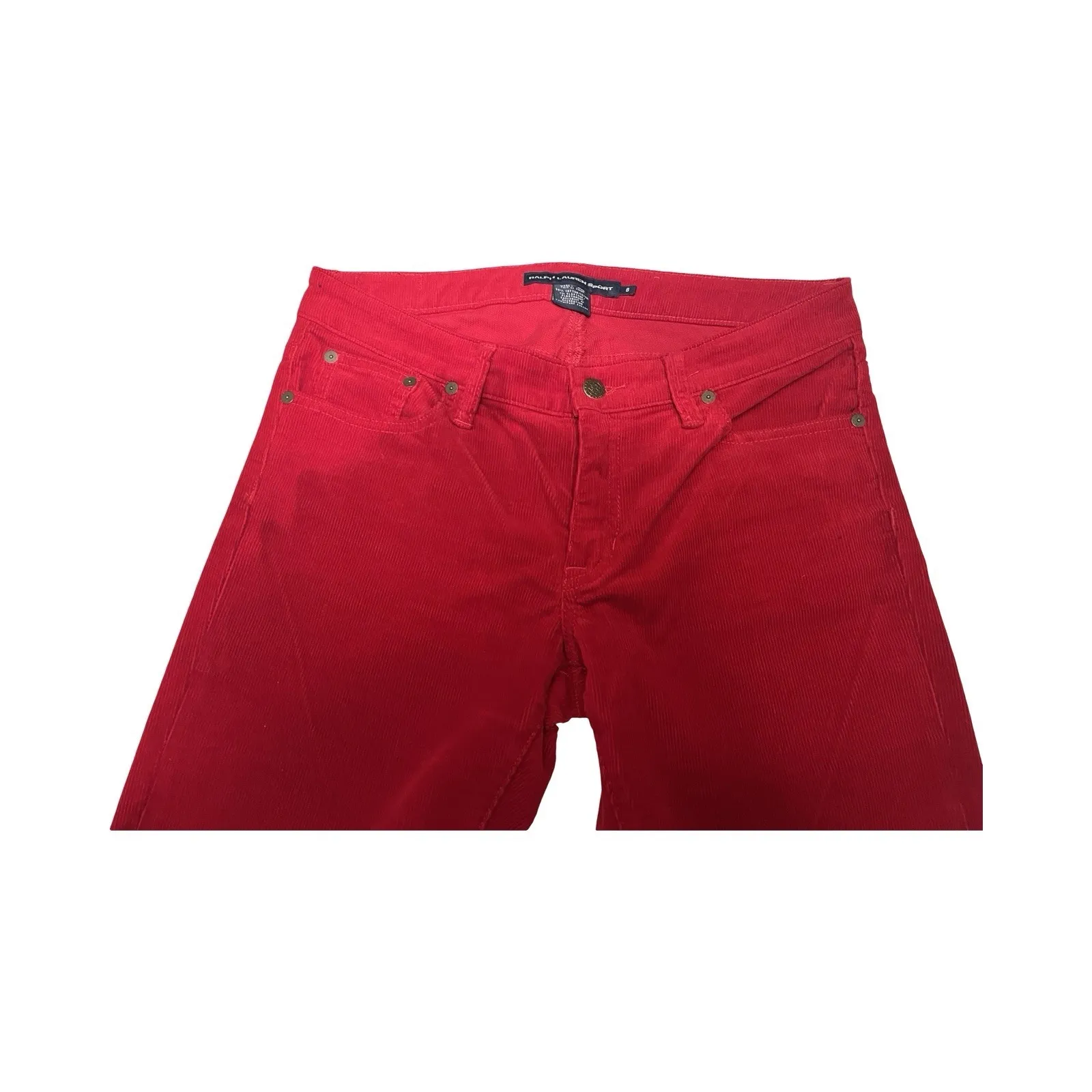 VTG Ralph Lauren Sport Woman's 8 Straight Leg Red Corduroy Pants Cords - Image 2