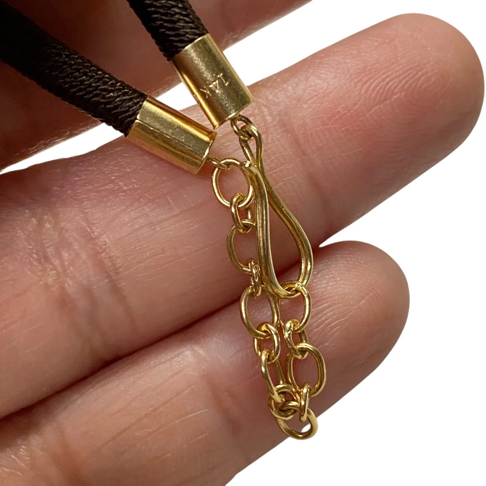 14k Gold Clasp Dark Brown Cord Choker Adjustable Necklace Unisex Minimalist - Image 9