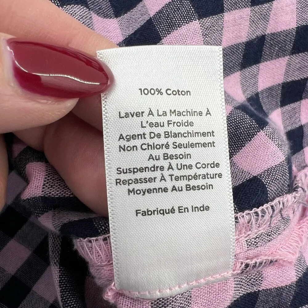Talbots Size SP Petite Button Up Shirt Classic Cotton Pink Plaid Long Sleeve - Image 9