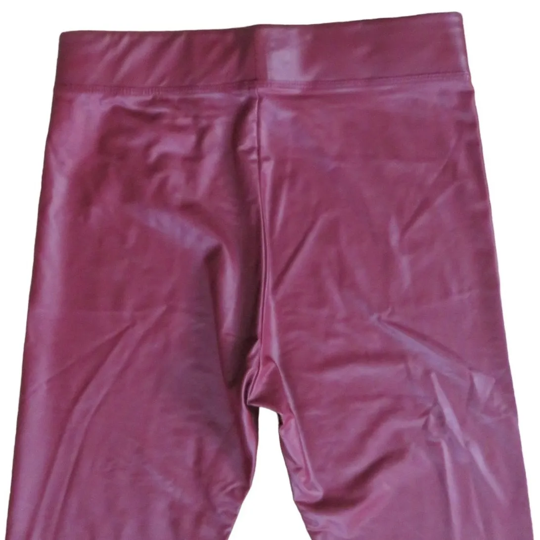 Bershka Faux Leather Leggings High Rise Stretch Pants Size Medium Burgundy - Image 3