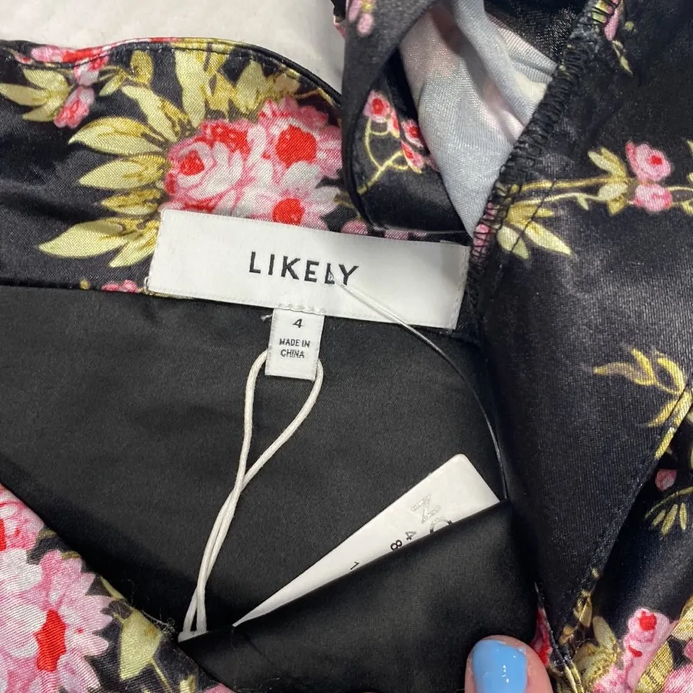 Likely Dresses Nwt Likely Brandie Mini Dress Black With Floral Print size 4 -b14 - Image 6