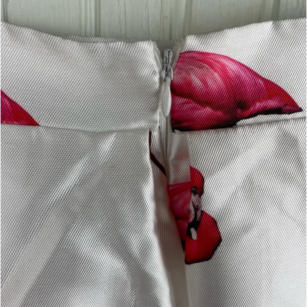 Chicwish Chic Flamingos Pleated A-line Skirt Size Medium Satiny Novelty Print - Image 10