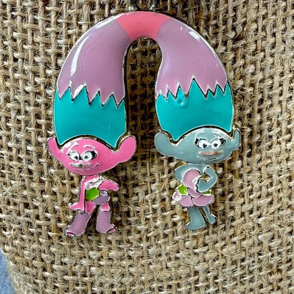 Trolls Pendant Chunky Beaded Necklace Multicolor Pastels Adjustable Women Girls Purple - Image 3