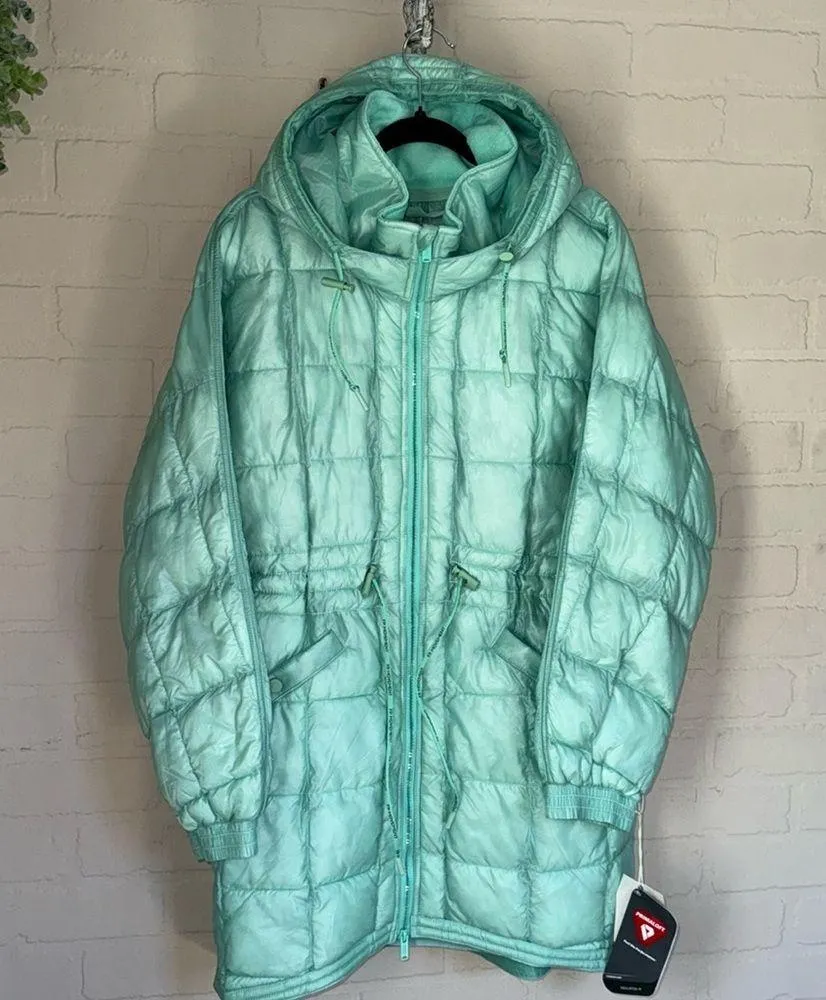 Free People coat Patricia poncho hoodie snap jacket sides NWT small green mist - Image 2