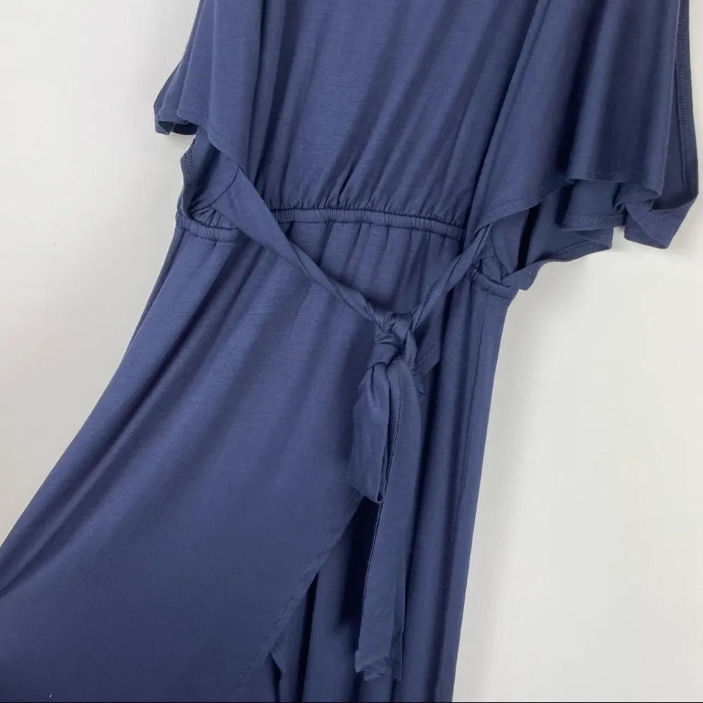 NWT Splendid Cold Shoulder Wrap Tie Midi Dress Navy Blue Sz Small - Image 9