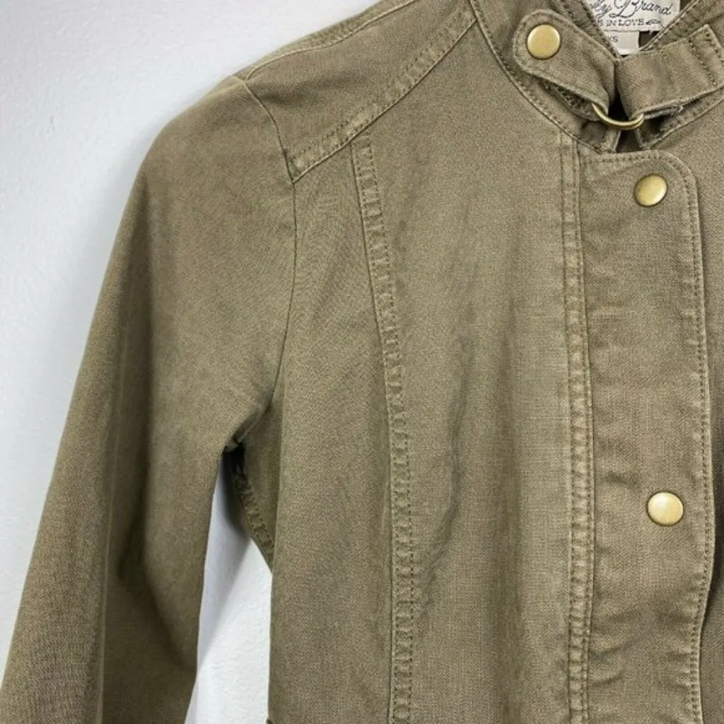 Lucky Brand Jacket Womens‎ XS Army Green Zip Up Snap Button Pockets Stretch - Image 11